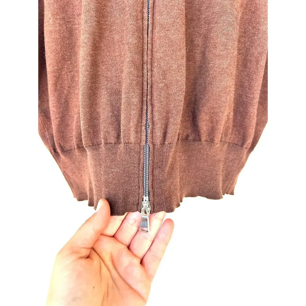 Brunello Cucinelli Men’s Full Zip Cardigan Sweater Cotton Brown 50 Medium